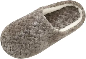 House Slippers for Women Fuzzy Unisex Memory Foam Soft Plush Fleece Lined Winter Indoor Shoes Anti-Skid Rubber Sole