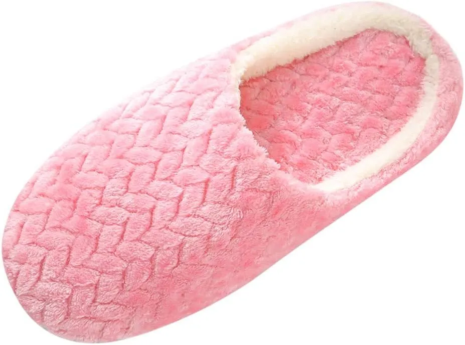 House Slippers for Women Fuzzy Unisex Memory Foam Soft Plush Fleece Lined Winter Indoor Shoes Anti-Skid Rubber Sole