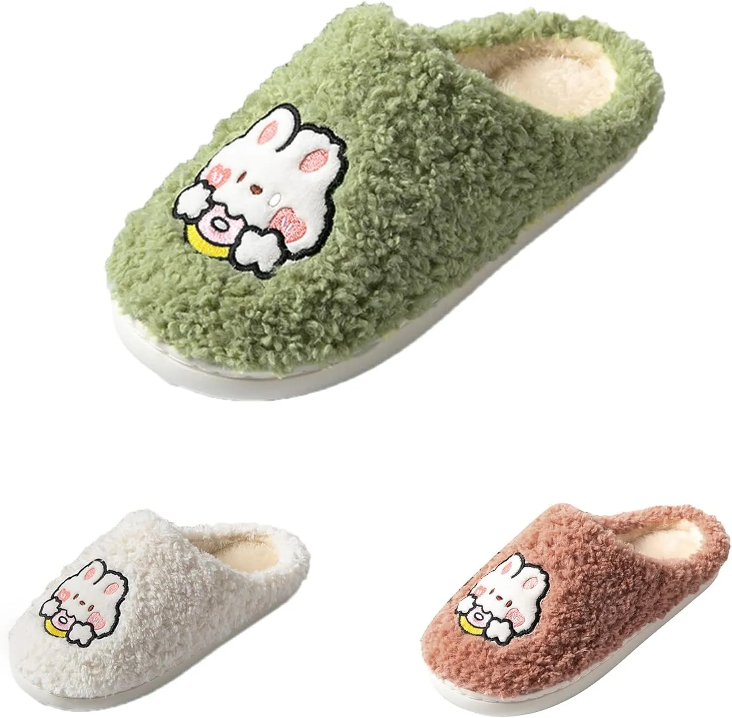 House Slippers for Women Memory Foam Fuzzy Slippers Cute Furry Fleece Warm Plush Slip on House Shoes Indoor Outdoor
