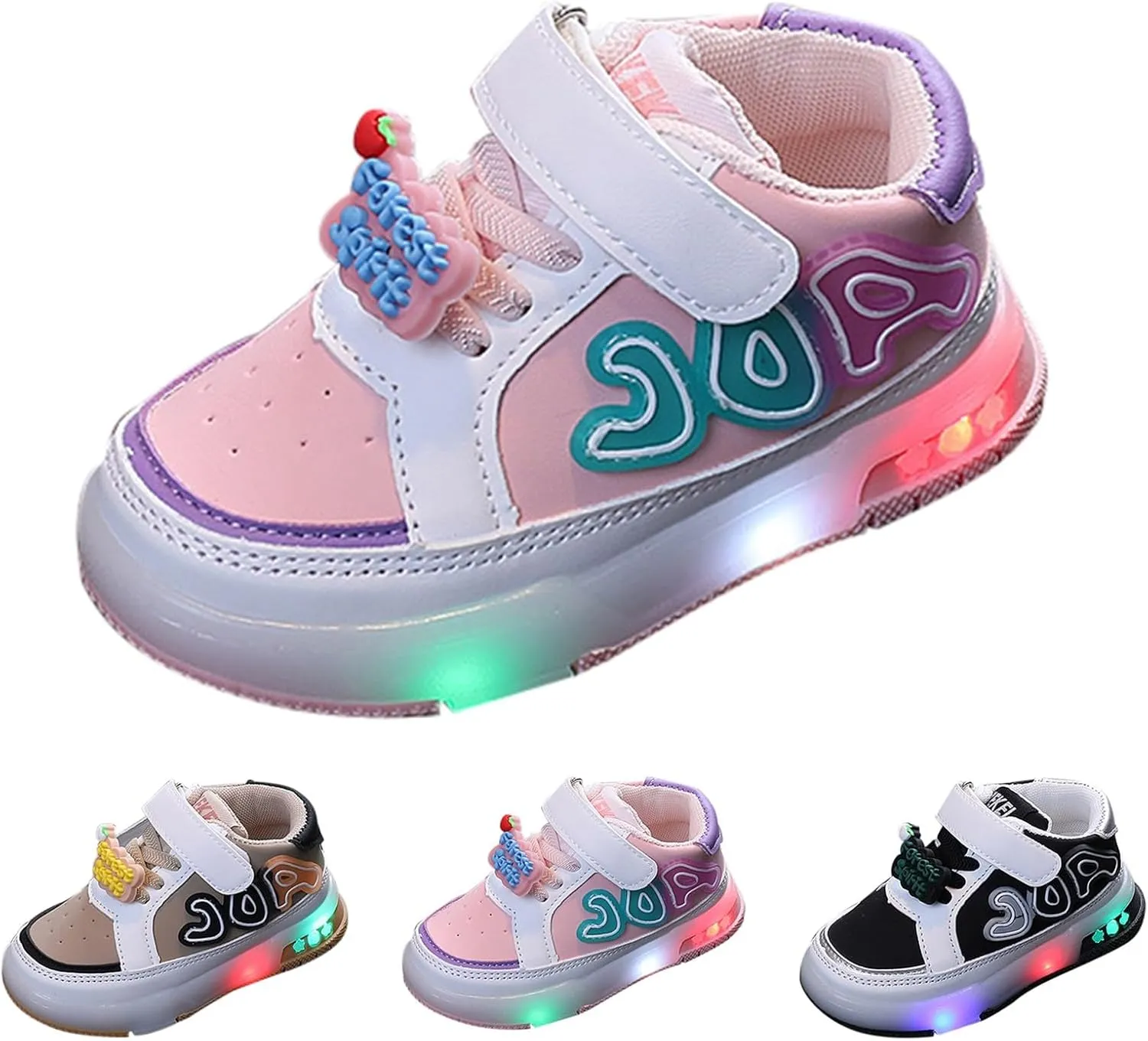 Infant Toddler Sneakers for Boys Girls Light Up Mesh Breathable Lightweight Soft Sole Casual Sport Shoes for Kids
