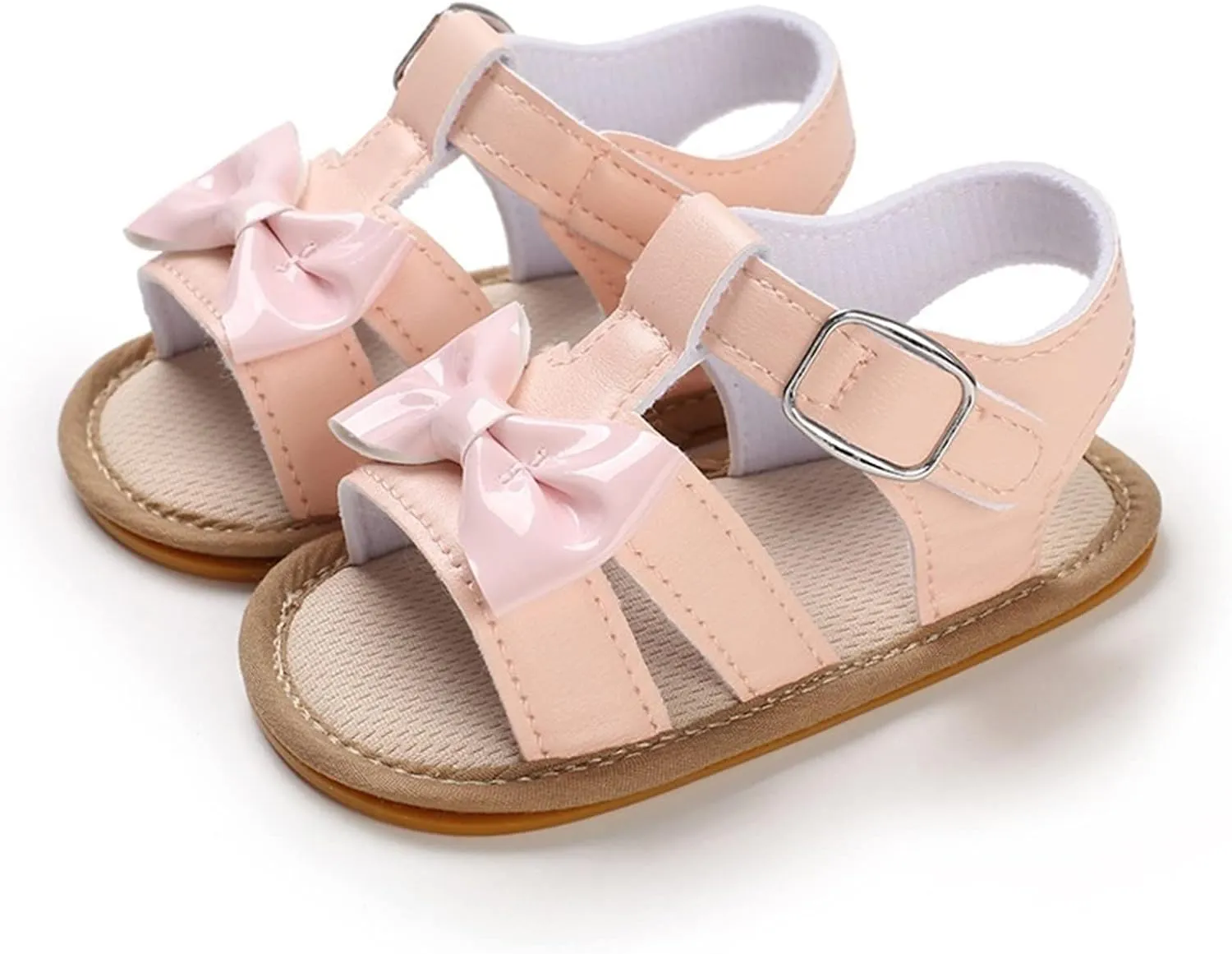 Infant Toddler Summer Sandals Boys Girls Sandals Flat Light Open Toe Comfortable Cute Bow Princess Flat Shoes (Pink, 12-18 Months)