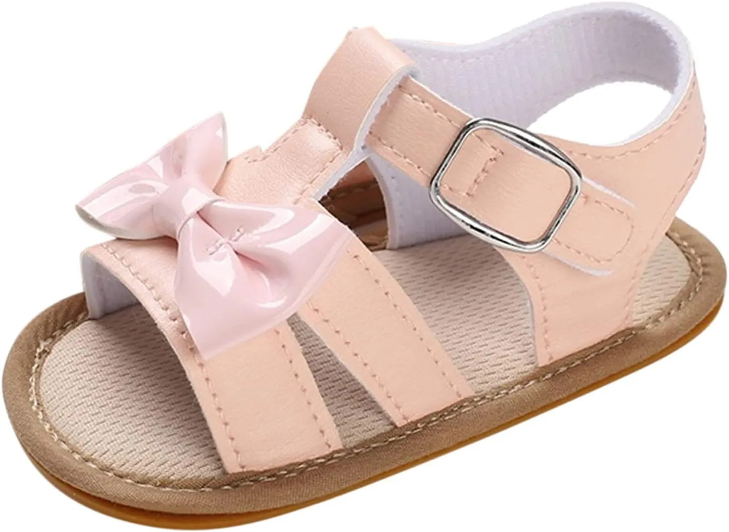 Infant Toddler Summer Sandals Boys Girls Sandals Flat Light Open Toe Comfortable Cute Bow Princess Flat Shoes (Pink, 12-18 Months)