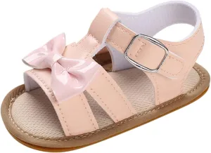 Infant Toddler Summer Sandals Boys Girls Sandals Flat Light Open Toe Comfortable Cute Bow Princess Flat Shoes (Pink, 12-18 Months)