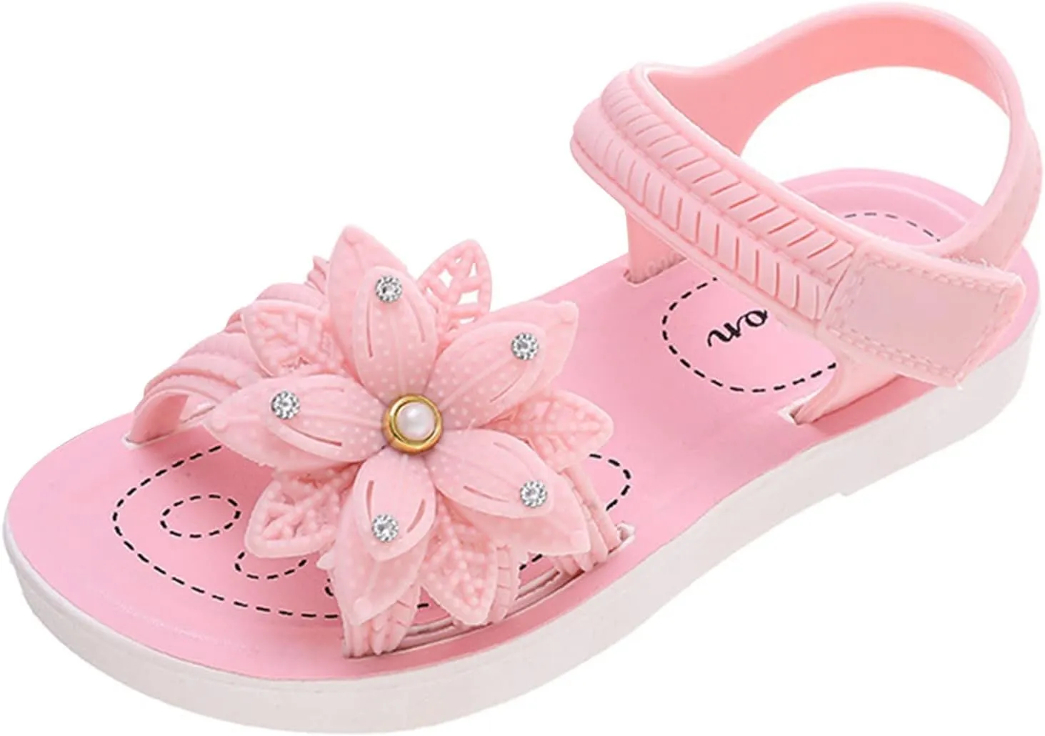 𝗣ink Flower Princess Sandals For Girls Open Toe Wide Dress Shoes With Strap Girls Kids Summer Casual Beach Pool Loafers