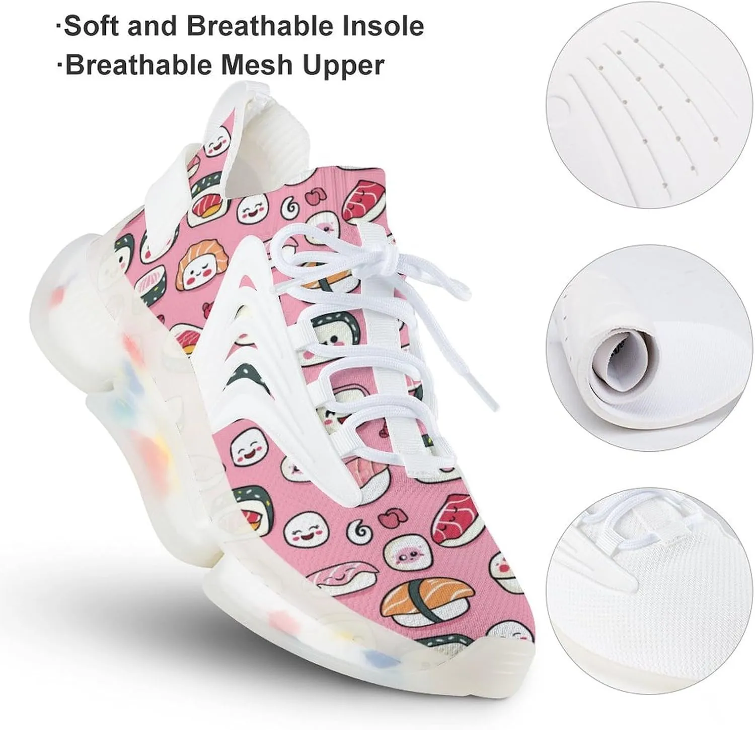 Japanese Sushi Food Men's Running Shoes Lightweight Walking Shoe Breathable Sneaker