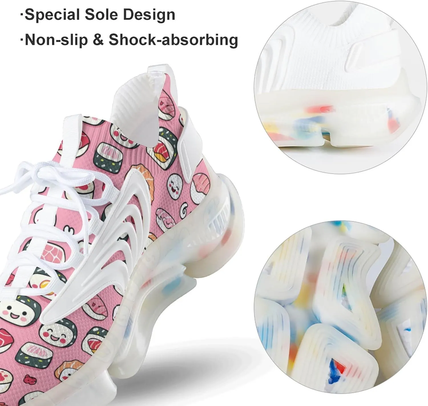 Japanese Sushi Food Men's Running Shoes Lightweight Walking Shoe Breathable Sneaker