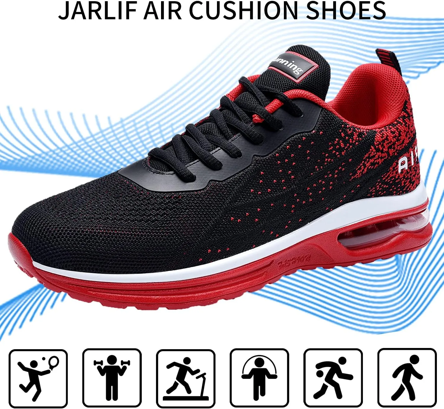 JARLIF Men's Lightweight Athletic Running Shoes Breathable Sport Air Fitness Gym Jogging Sneakers (Size 6.5-12.5)