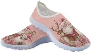 Jeiento Christmas Shoes for Women Men Fashion Mesh Workout Casual Shoes Non Slip Walking Shoes,Breathable Trainers Mesh Shoes