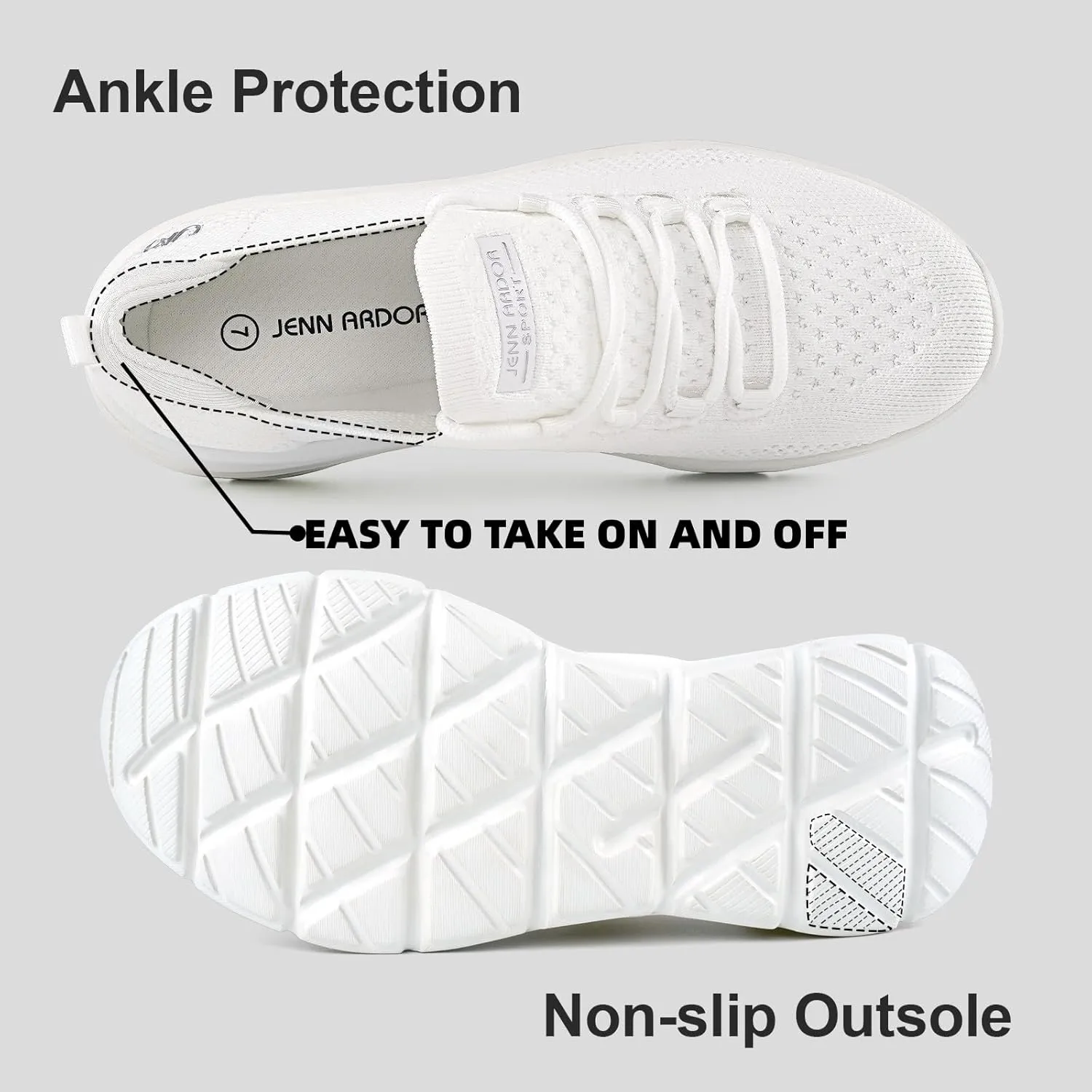 JENN ARDOR Women's Walking Shoes Athletic Slip-on Sock Sneakers Casual Active Running Lightweight Anti-Slip Elastic Tennis Sneakers