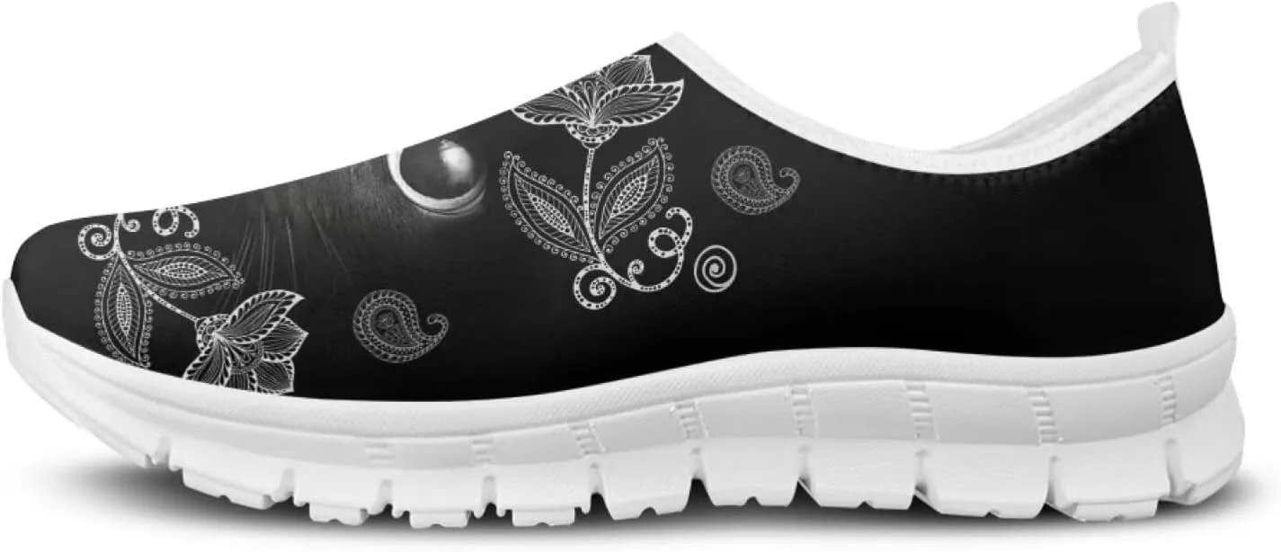 JoyLamoria Womens Floral Skull Print Low Top Lightweight Walking Shoes Girls Go Easy Travel Shoes Art Comfy Sneakers