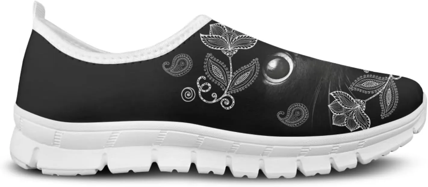 JoyLamoria Womens Floral Skull Print Low Top Lightweight Walking Shoes Girls Go Easy Travel Shoes Art Comfy Sneakers
