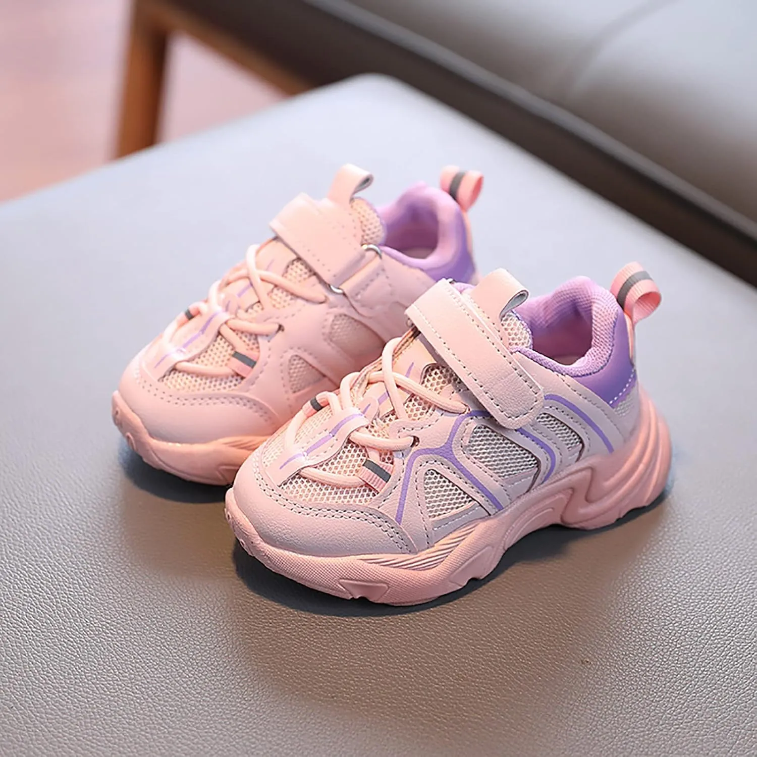 Kids Boys Girls Adjustable Straps Sneakers Toddler Baby Athletic Shoes Mesh Sport Running Shoes for 1-7Years