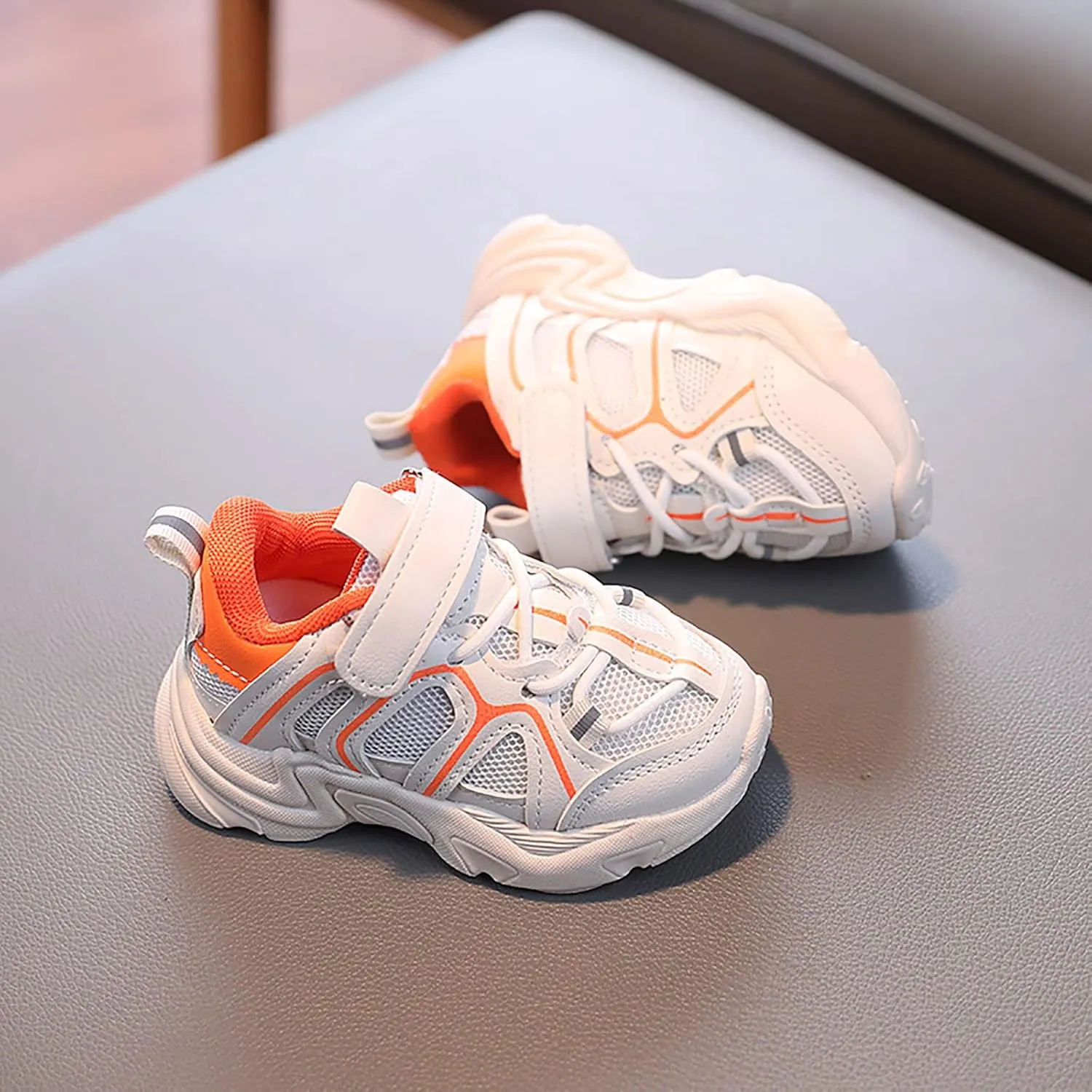Kids Boys Girls Adjustable Straps Sneakers Toddler Baby Athletic Shoes Mesh Sport Running Shoes for 1-7Years