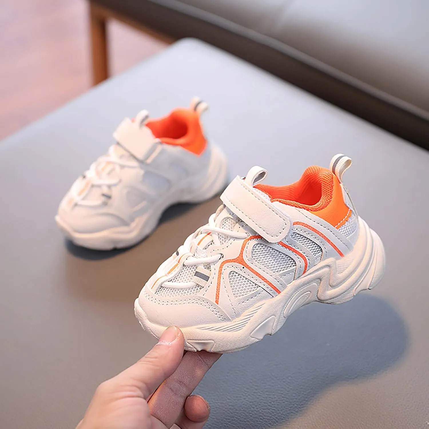 Kids Boys Girls Adjustable Straps Sneakers Toddler Baby Athletic Shoes Mesh Sport Running Shoes for 1-7Years