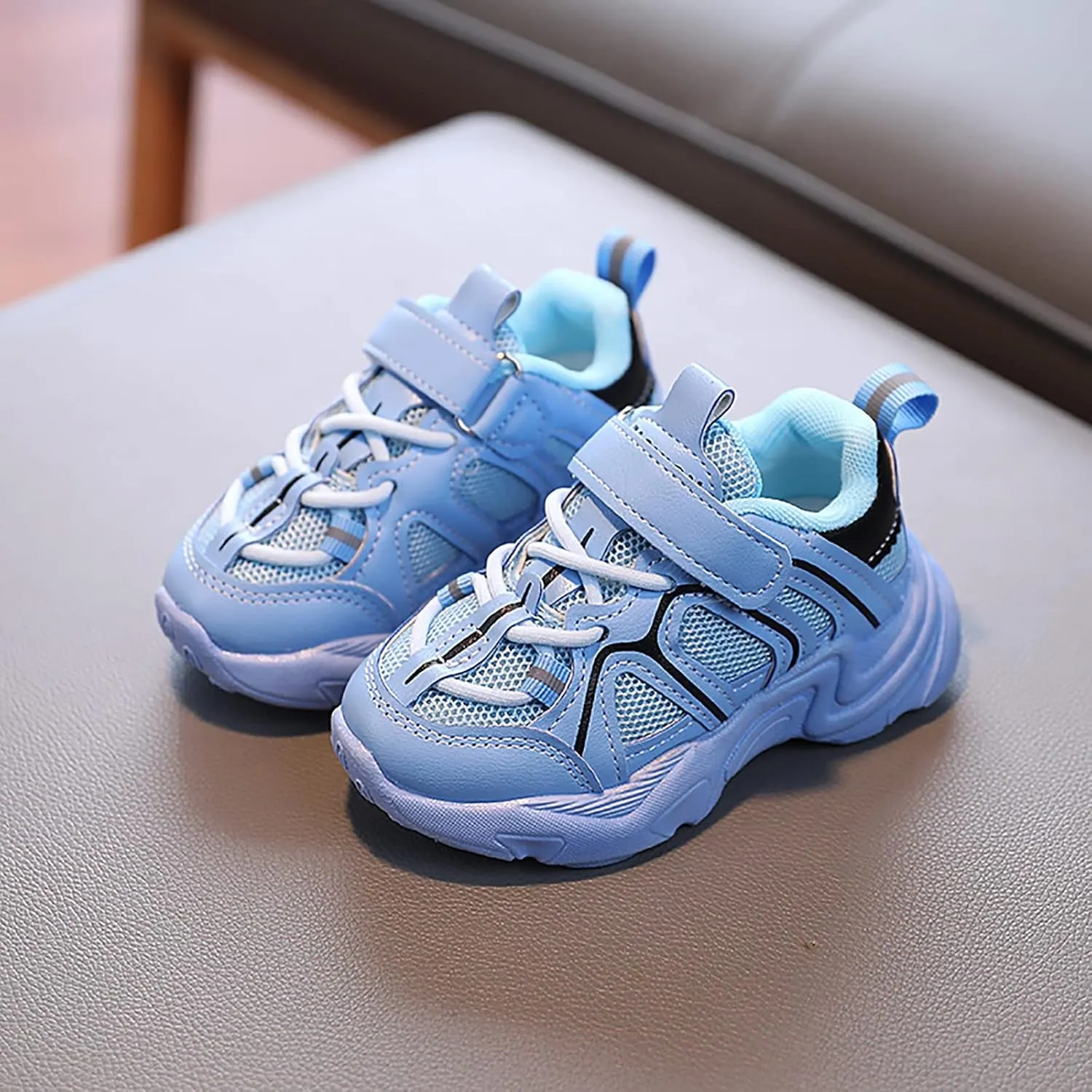 Kids Boys Girls Adjustable Straps Sneakers Toddler Baby Athletic Shoes Mesh Sport Running Shoes for 1-7Years