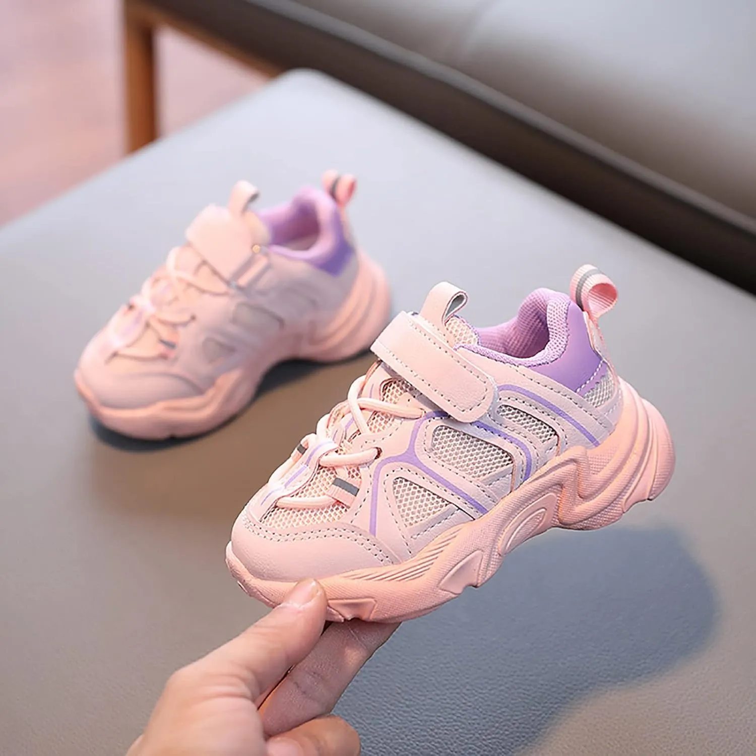 Kids Boys Girls Adjustable Straps Sneakers Toddler Baby Athletic Shoes Mesh Sport Running Shoes for 1-7Years