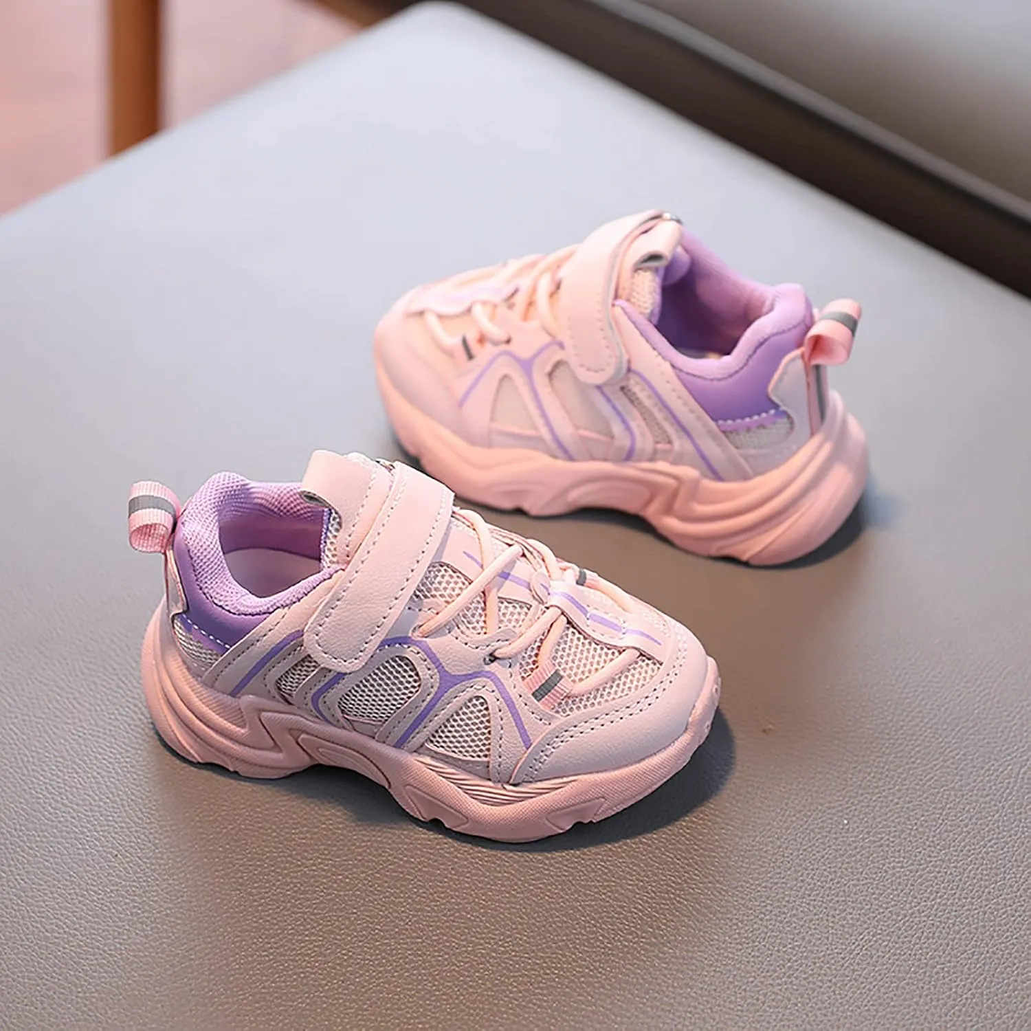 Kids Boys Girls Adjustable Straps Sneakers Toddler Baby Athletic Shoes Mesh Sport Running Shoes for 1-7Years