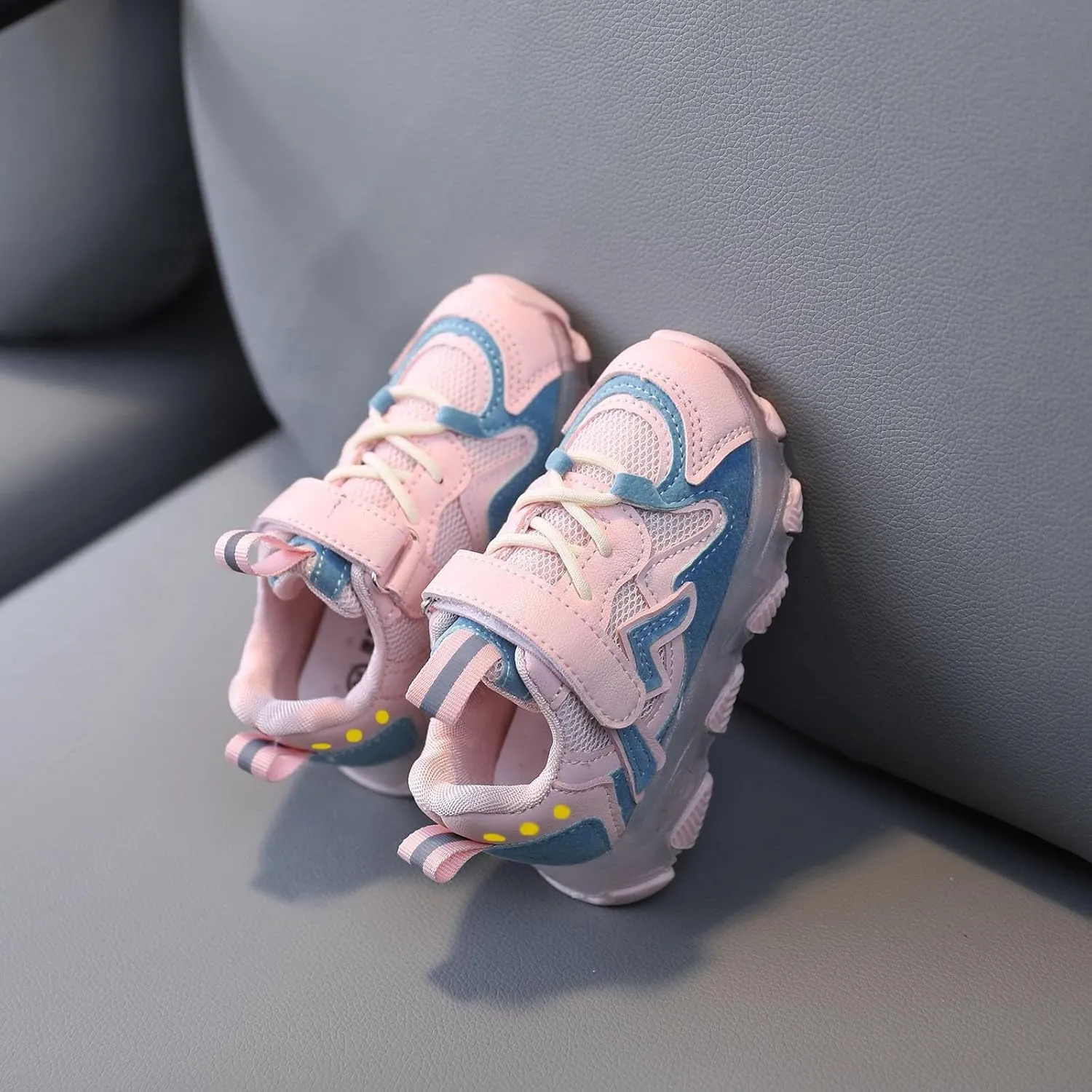 Kids LED Sneakers for Boys Hook&Loop Low Light Up Shoes LED Girls USB Recharging Breathable Sport Walking Shoes