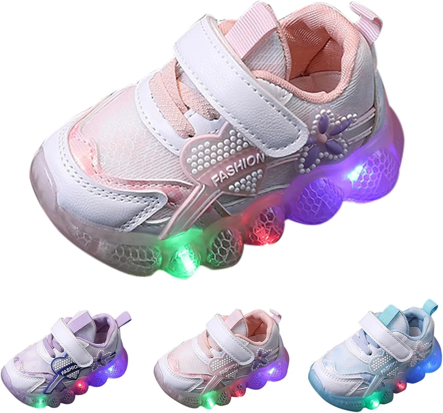 Kids Light Up Shoes Girls Boys Luminous Breathable Soft Sole Running Sports Sneaker Lace-Up Shoes for Athletic