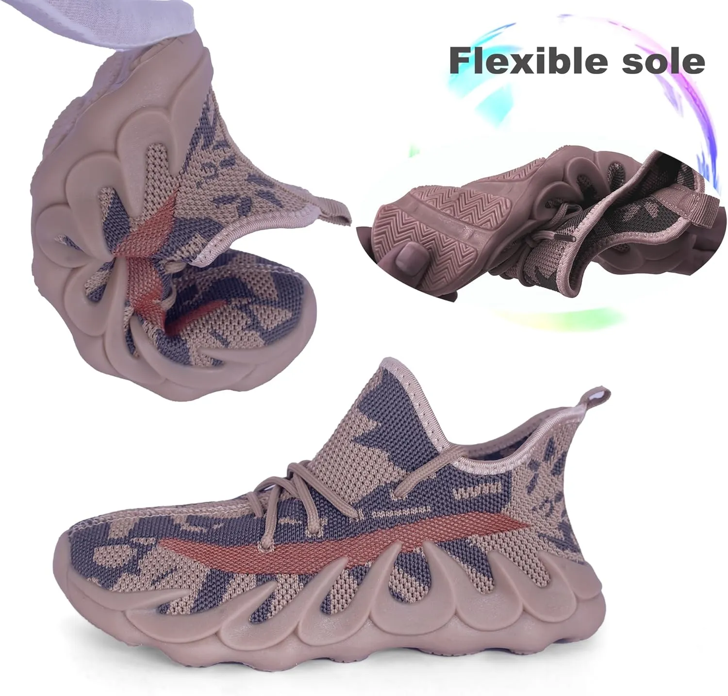 Kids Outdoor Running Shoes, Boys Non-Slip Mesh Lightweight Walking Sneakers, Girls Athletic Sports Tennis Shoes