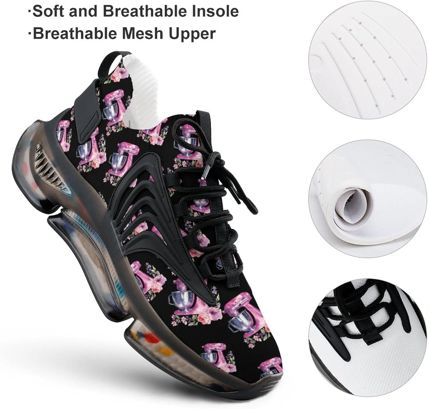 Kitchen Mixer with Floral Watercolor Men's Running Shoes Lightweight Walking Shoe Breathable Sneaker