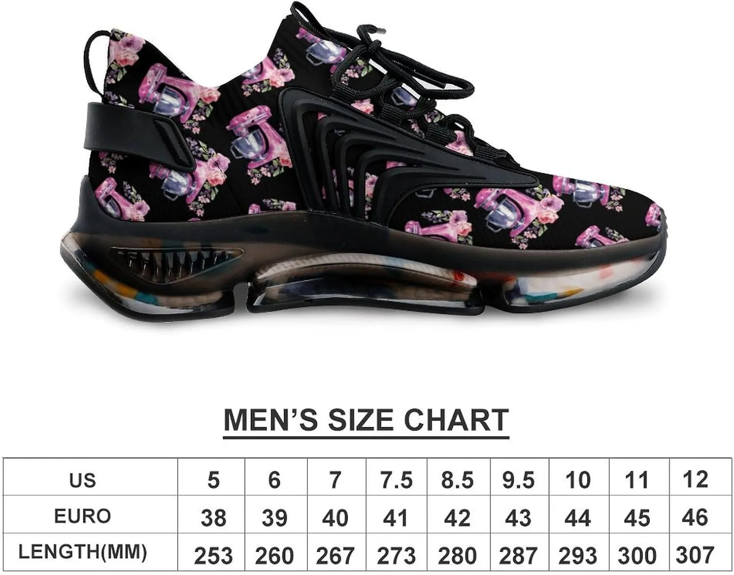 Kitchen Mixer with Floral Watercolor Men's Running Shoes Lightweight Walking Shoe Breathable Sneaker