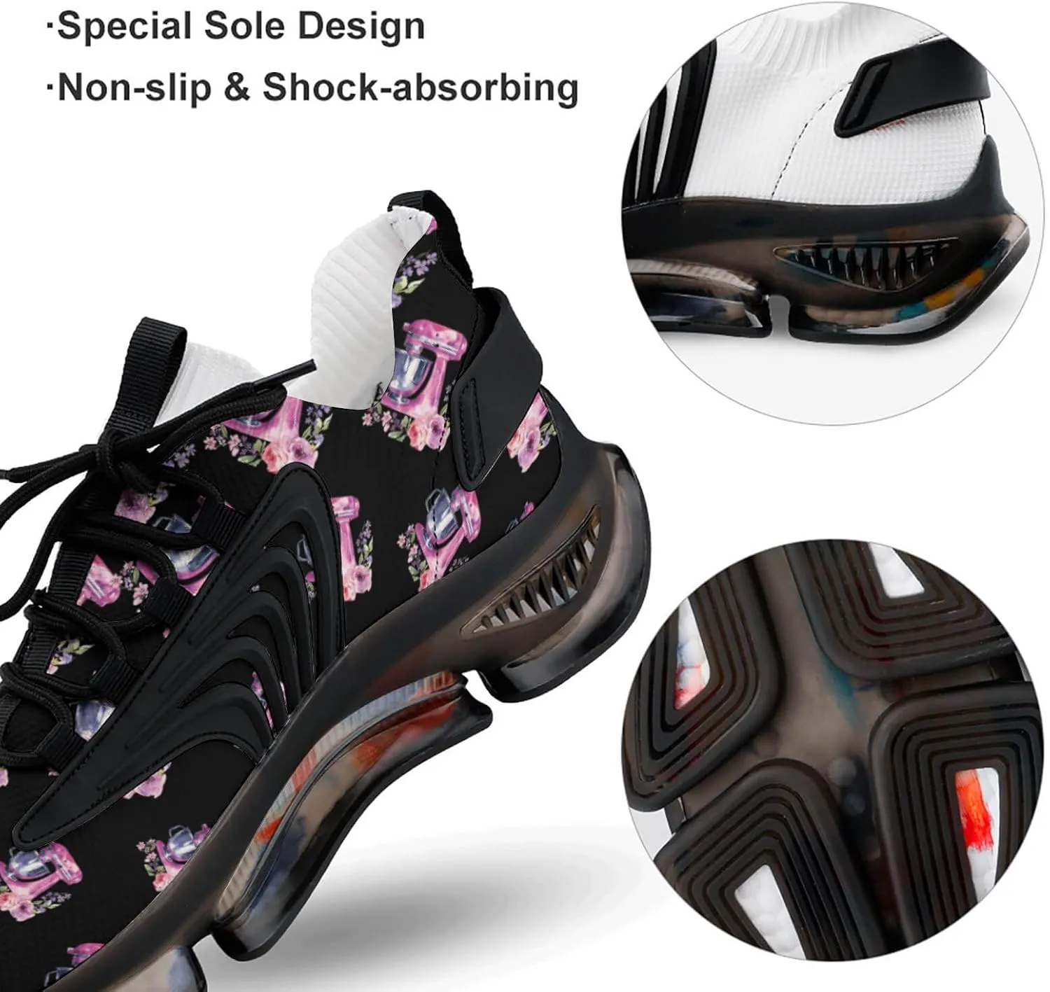 Kitchen Mixer with Floral Watercolor Men's Running Shoes Lightweight Walking Shoe Breathable Sneaker