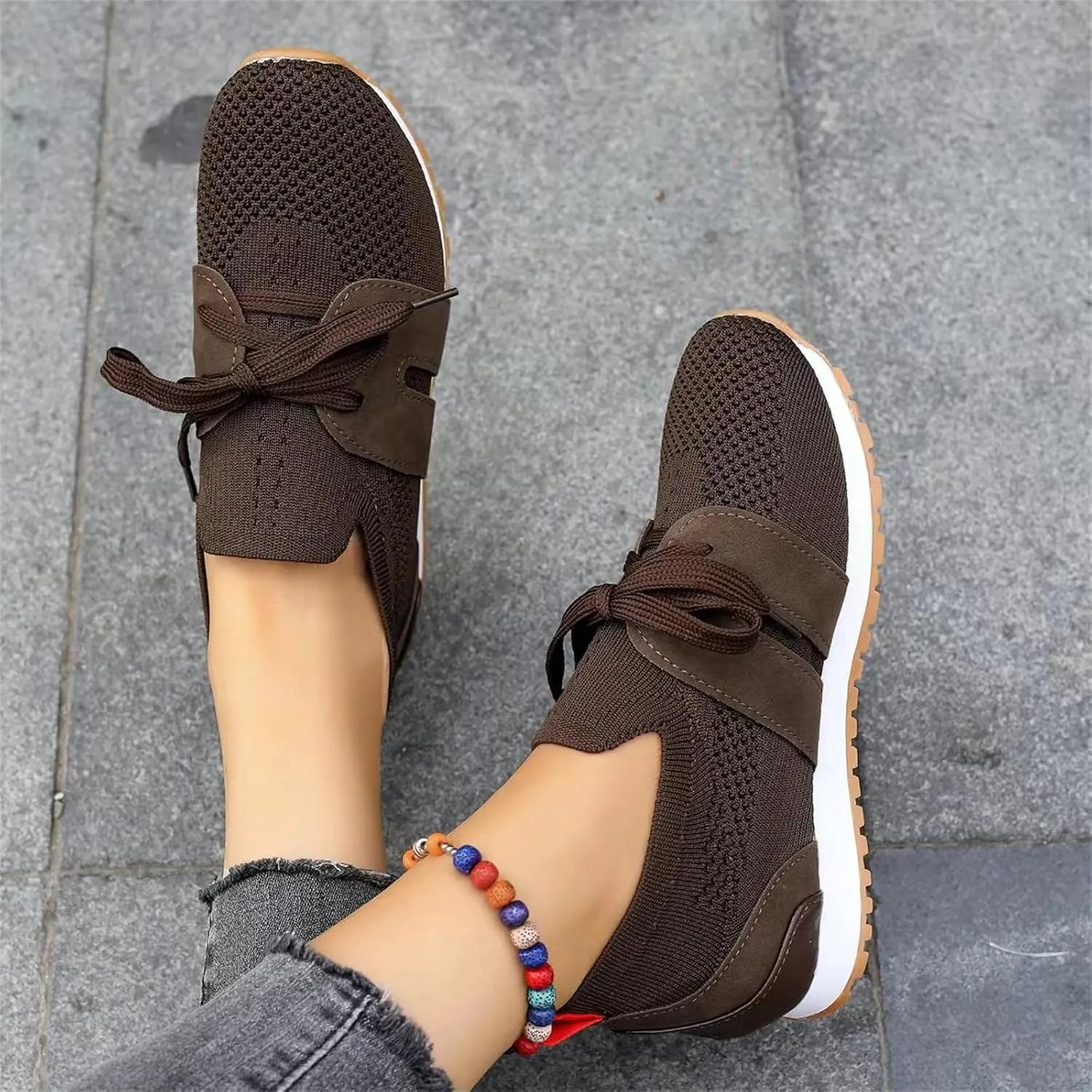 Ladmiple Running Shoes For Women Slip On Lightweight Tennis Shoes Non Slip Gym Workout Fashion Breathable Walking Sneakers