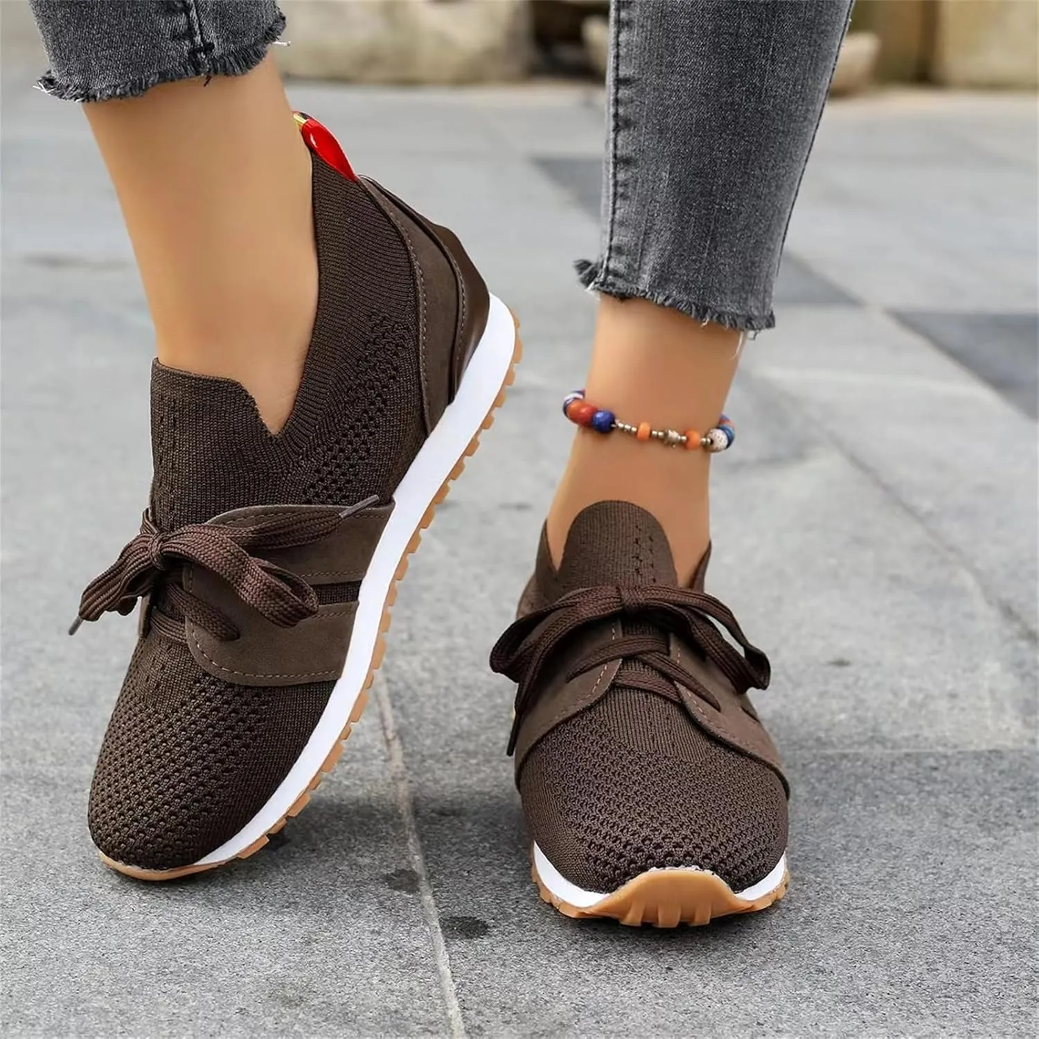 Ladmiple Running Shoes For Women Slip On Lightweight Tennis Shoes Non Slip Gym Workout Fashion Breathable Walking Sneakers