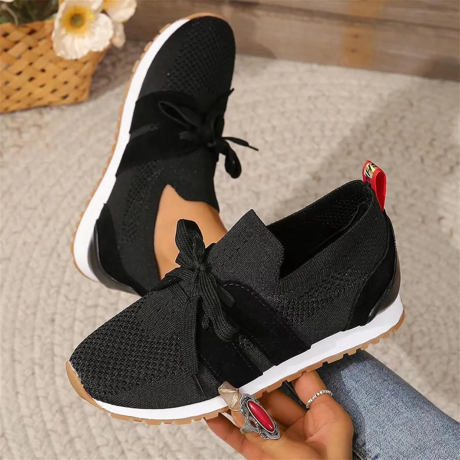 Ladmiple Running Shoes For Women Slip On Walking Shoes Lightweight Casual Non Slip Athletic Gym Comfort Fashion Sneakers