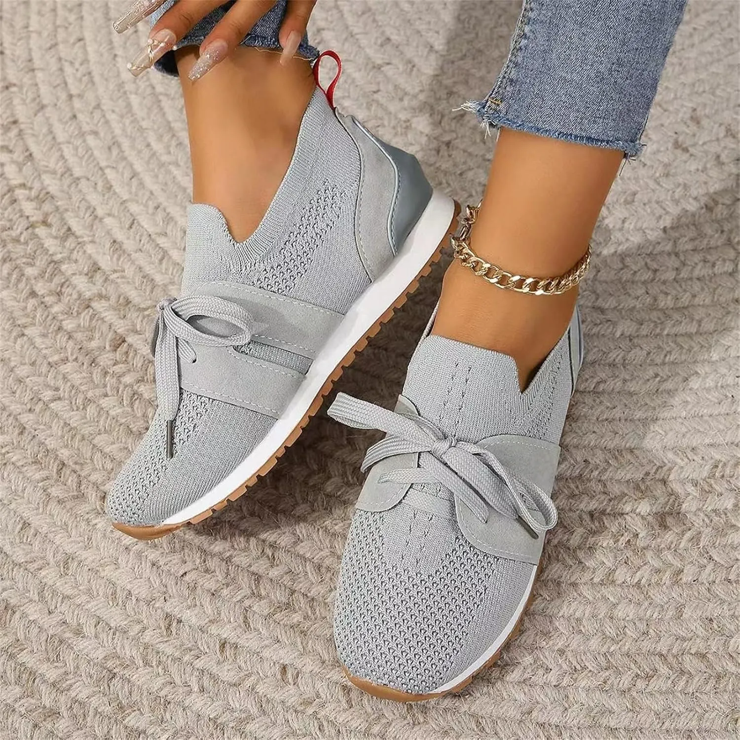 Ladmiple Running Shoes For Women Walking Shoes Comfort Light Weight Mesh Non Slip Casual Athletic Gym Tennis Slip On Sneakers