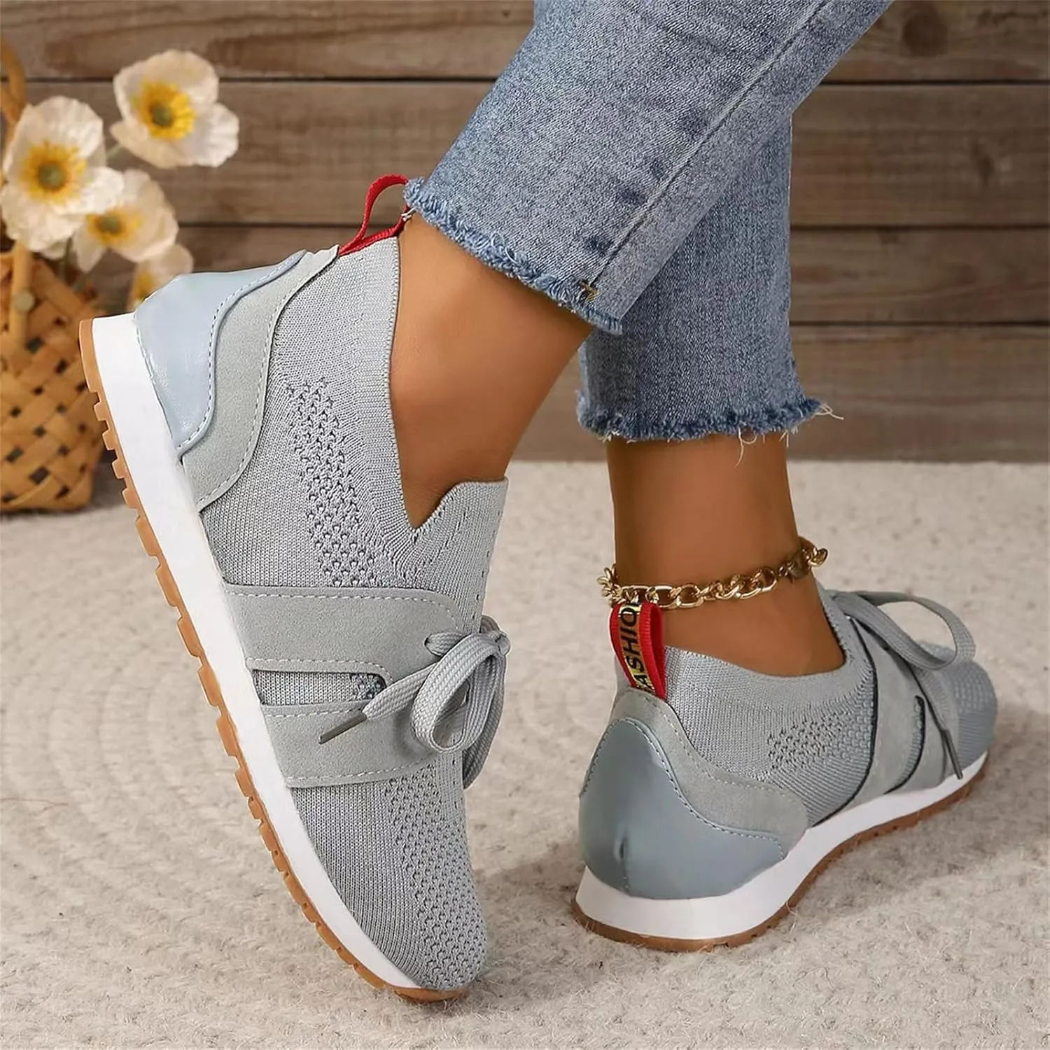 Ladmiple Running Shoes For Women Walking Shoes Comfort Light Weight Mesh Non Slip Casual Athletic Gym Tennis Slip On Sneakers