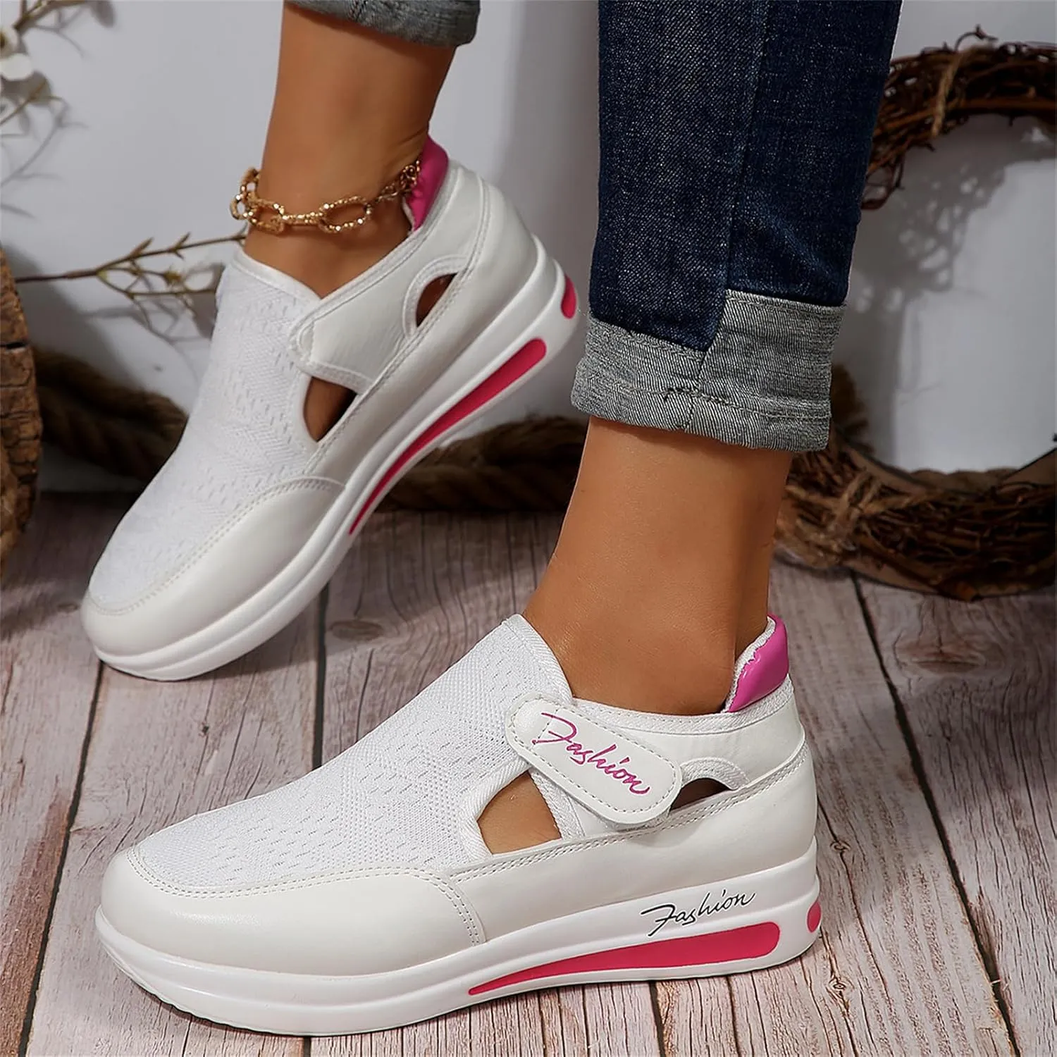 Ladmiple Shoes For Women Dressy Casual Flats Leather Sneakers Low Top Lace Up Fashion Comfortable Summer Slip On Loafers