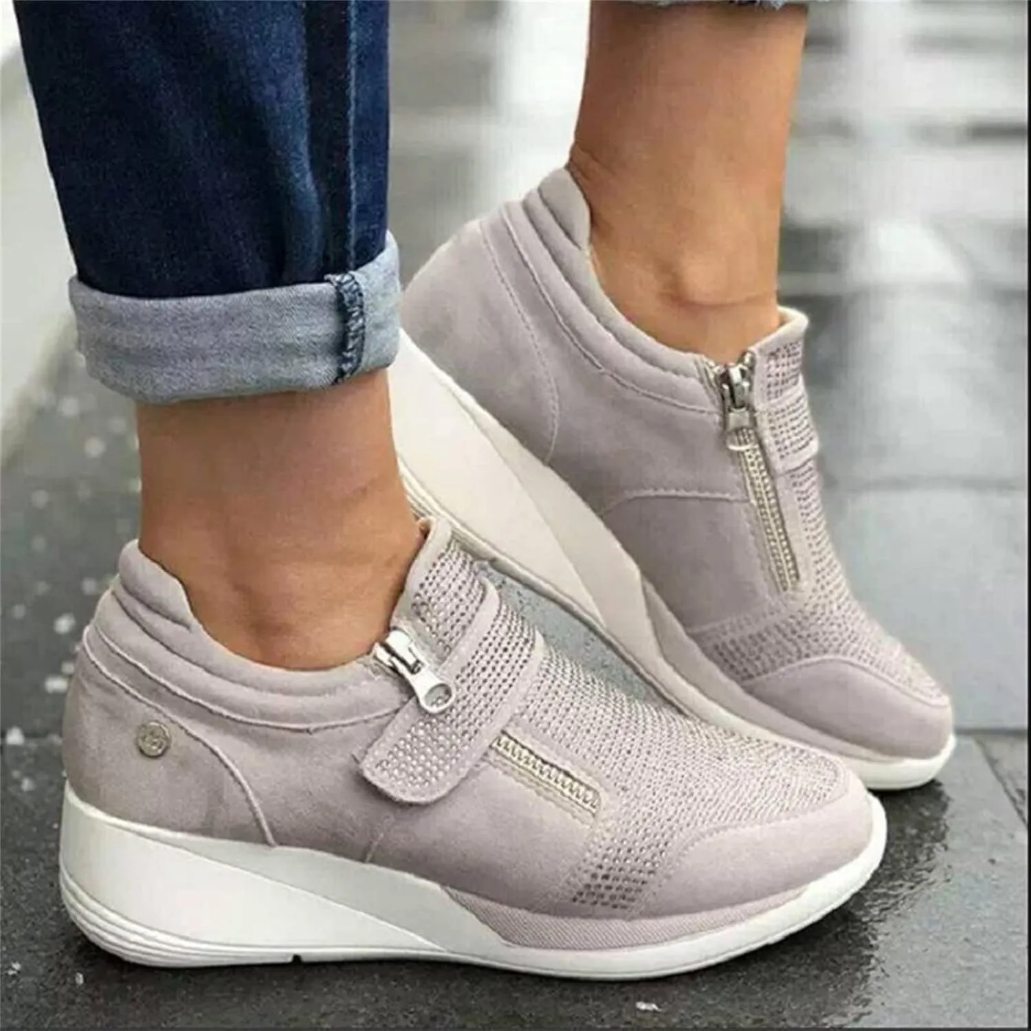 Ladmiple Shoes For Women Sneakers Slip Ons Fashion Comfortable Walking Shoes Dressy Casual Summer Non Slip Platform Shoe
