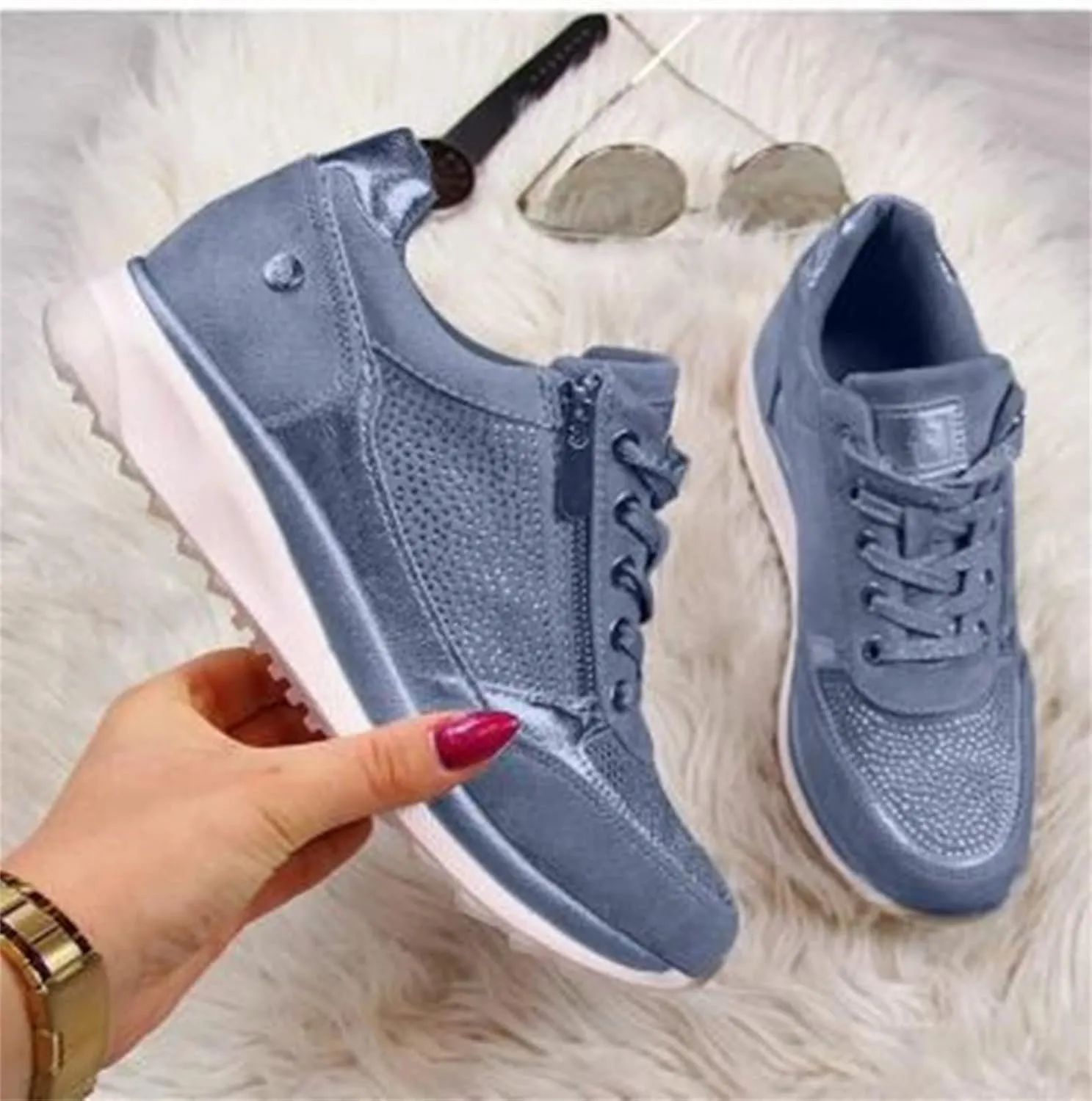 Ladmiple Shoes For Women Sneakers Slip Ons Lace ups Casual Leather Walking Shoes Summer Fashion Platform Flats Loafers