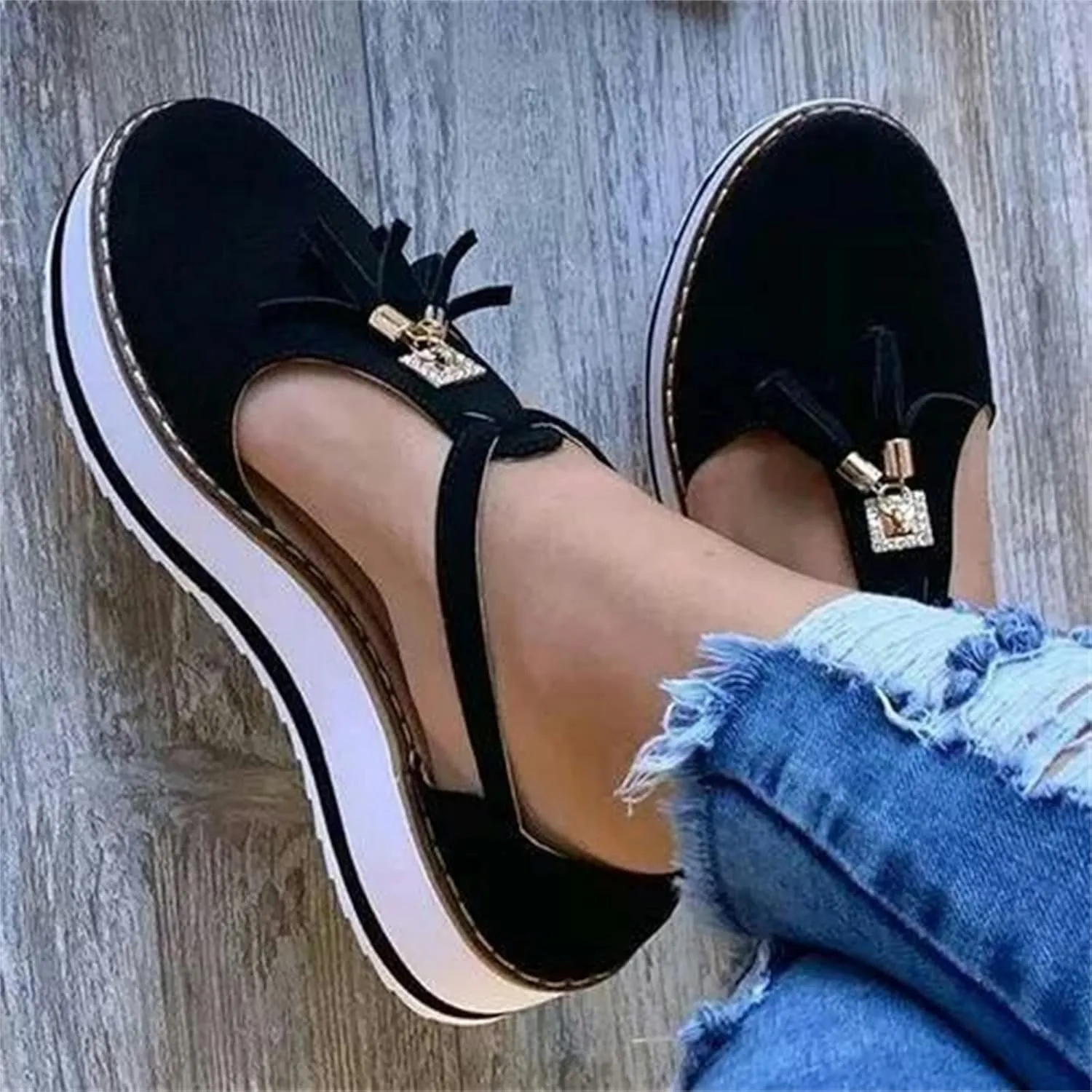 Ladmiple Shoes For Women Sneakers Slip Ons Walking Shoes Lady Platform Loafers Fashion Casual Dressy Summer Flats Shoes