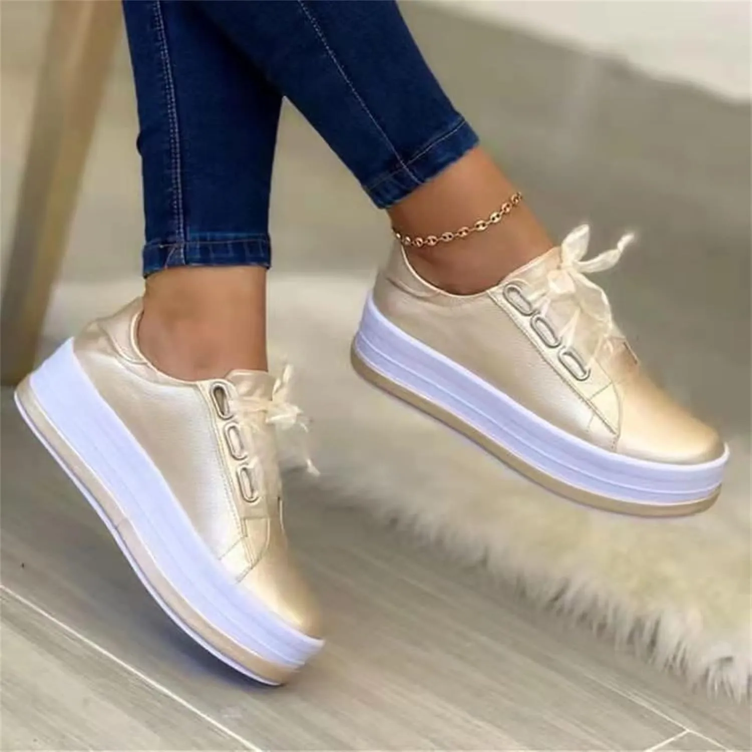 Ladmiple Shoes For Women Sneakers Slip Ons Walking Shoes Lady Platform Loafers Fashion Casual Dressy Summer Flats Shoes
