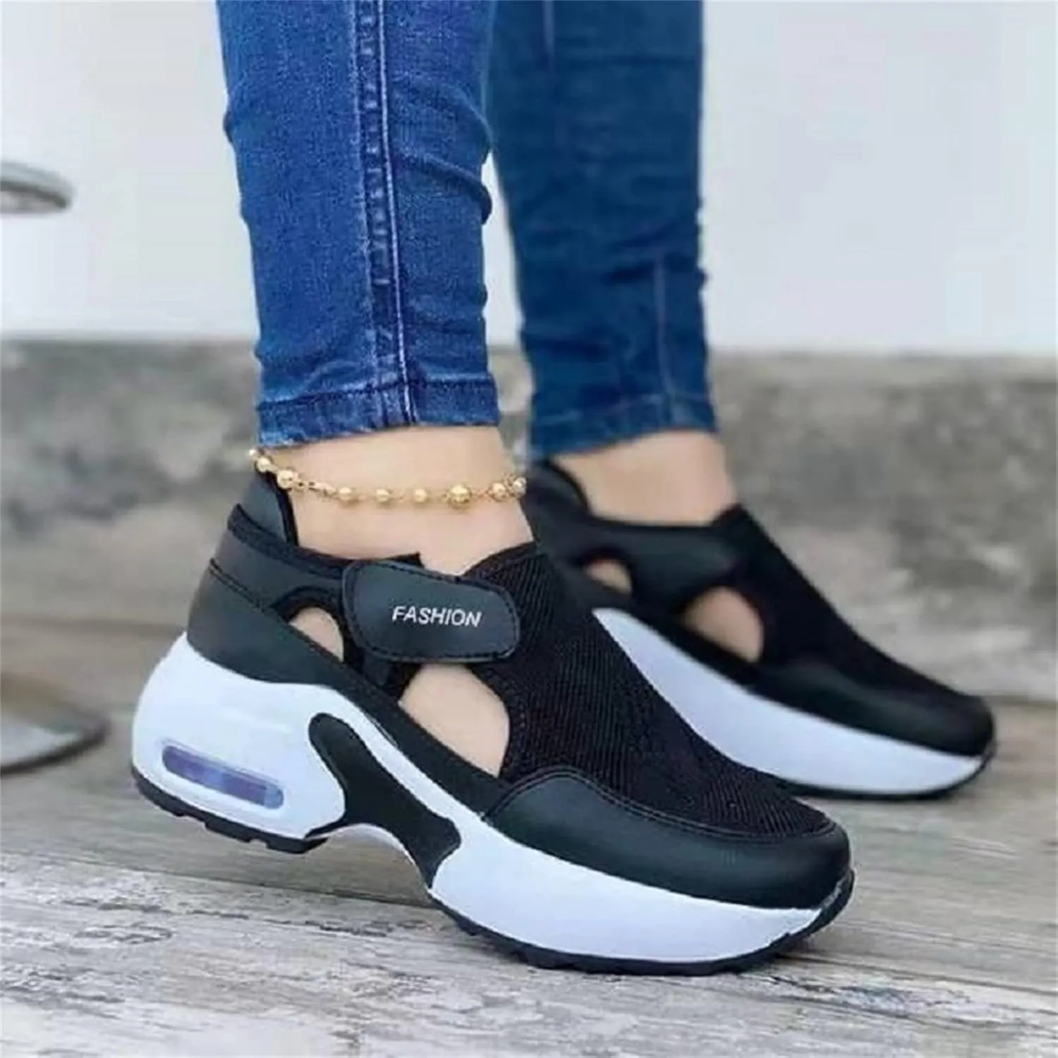 Ladmiple Shoes For Women Sneakers Trendy Slip On Breathe Walking Shoes Fashion Non Slip Platform Running Tennis Shoes