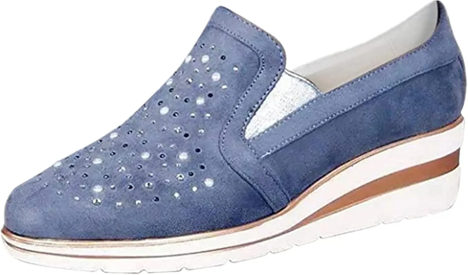 Ladmiple Sneakers For Women Slip On Wide Width PU Leather Shoes Lace Up Casual Fashion Walking Platform Flats Loafers