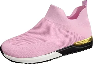 Ladmiple Walking Shoes Women Arch Support Slip On Sneakers Memory Foam Lightweight Casual Athletic Running Sneakers for Gym