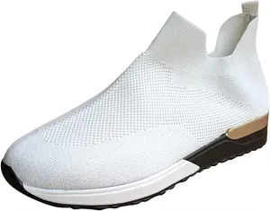 Ladmiple Walking Shoes Women Arch Support Slip On Sneakers Memory Foam Lightweight Casual Athletic Running Sneakers for Gym