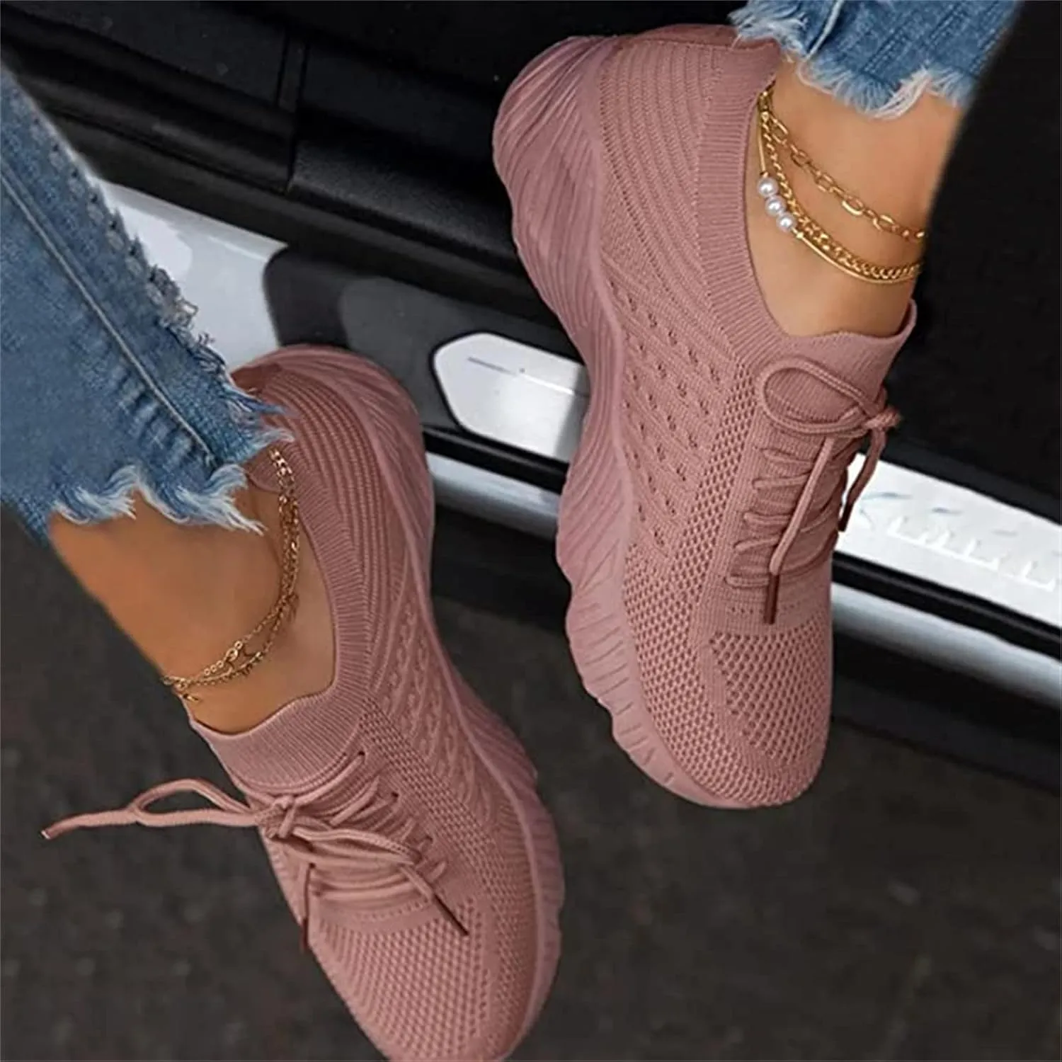 Lausiuoe Running Shoes For Women Arch Support Lightweight Tennis Shoes Non Slip Gym Workout Breathable Walking Sneakers