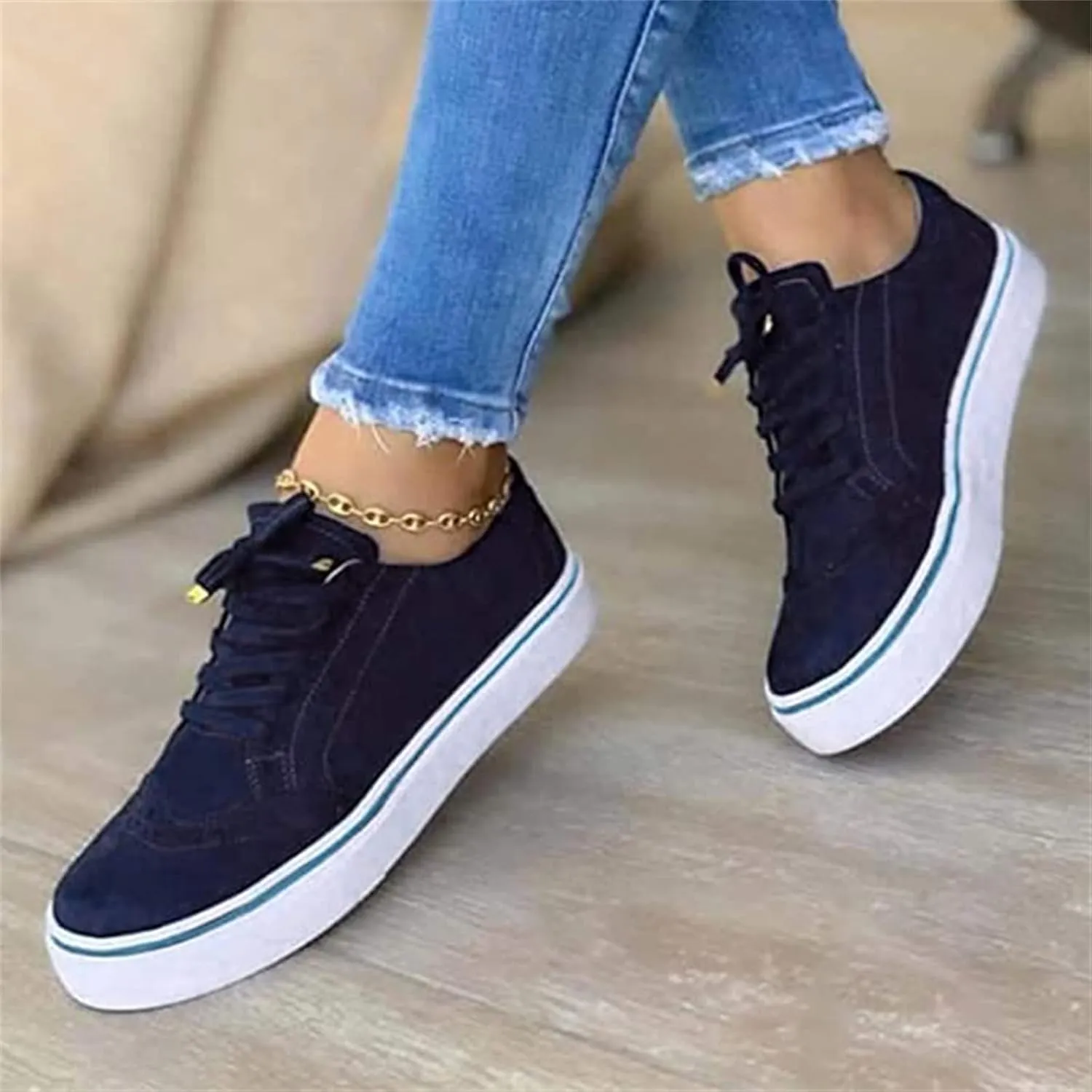 Lausiuoe Shoes For Women Sneakers Cute Comfortable Casual Fashion Walking Shoes Soft Slip On Low Top Canvas Flat Loafers
