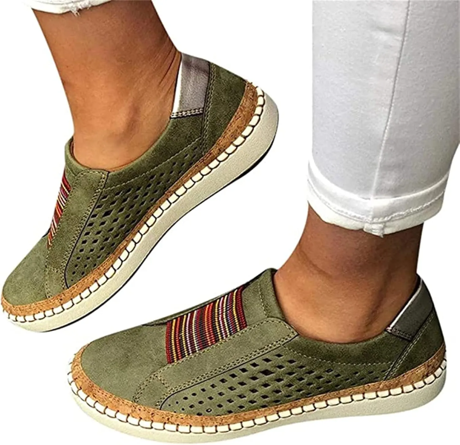 Lausiuoe Shoes for Women Sneakers Slip On Canvas Shoes Low Top Fashion Comfortable Classic Casual Soft Walking Flat Loafers