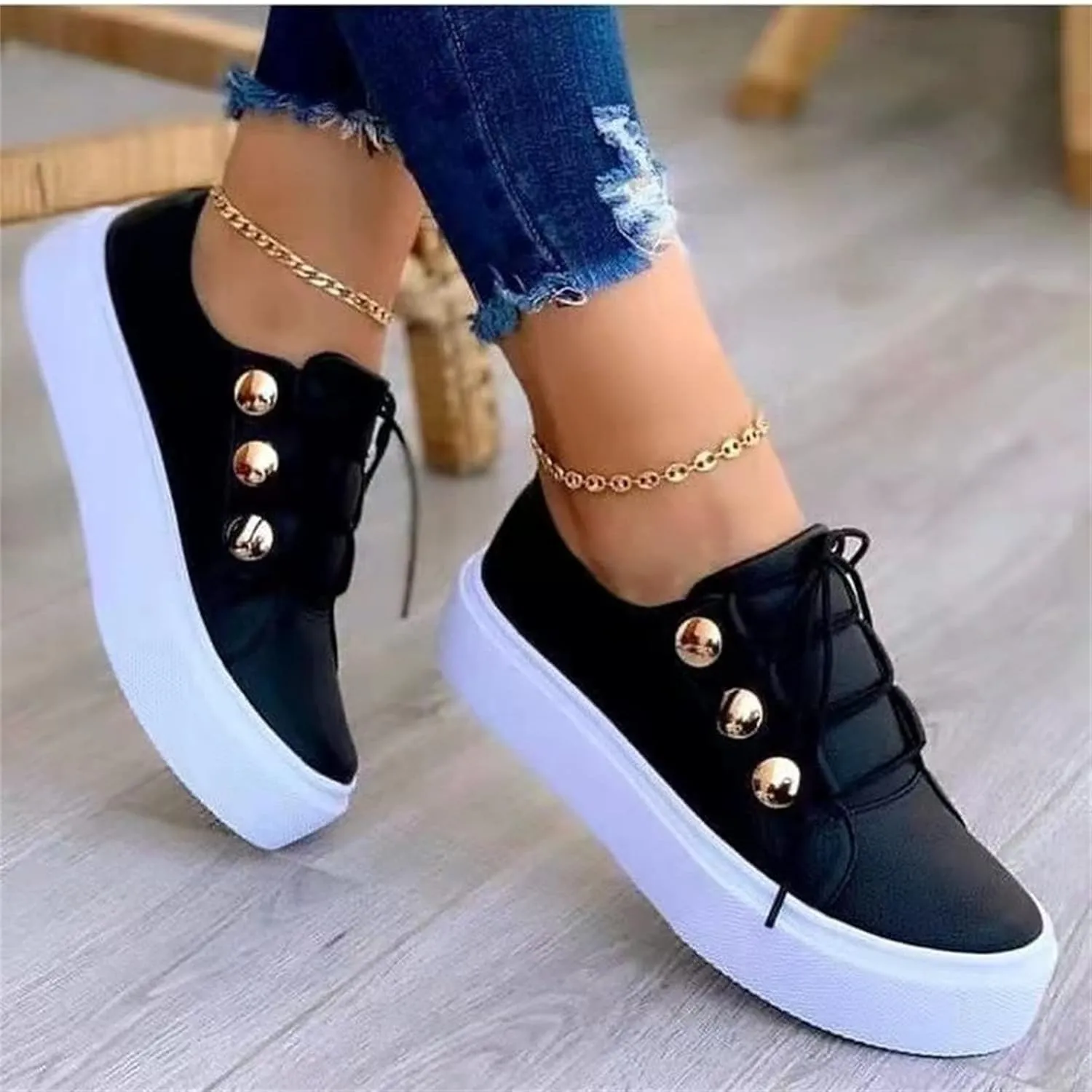 Lausiuoe Sneakers For Women Slip On Memory Foam Fashion Canvas Loafers Casual Lightweight Comfort Flat Walking Shoes