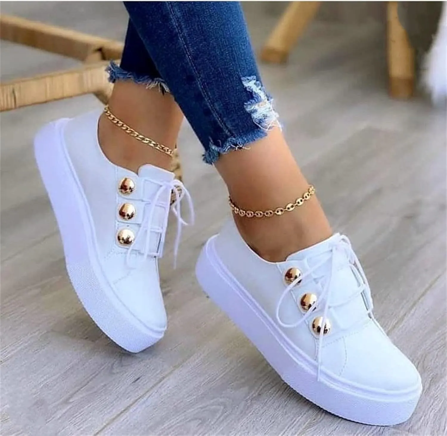 Lausiuoe Sneakers For Women Walking Shoes Comfortable Slip on Canvas Shoes Low Top Non Slip Fashion Casual Flat Loafers