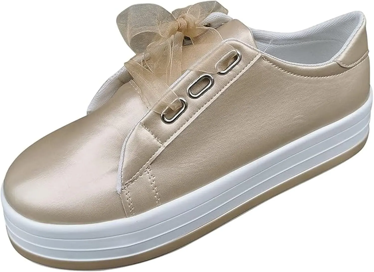 Lausiuoe Women's Fashion Sneakers Leather Low Top Classic Casual Slip On Soft Comfort Non-Slip Walking Flat Shoes Loafer
