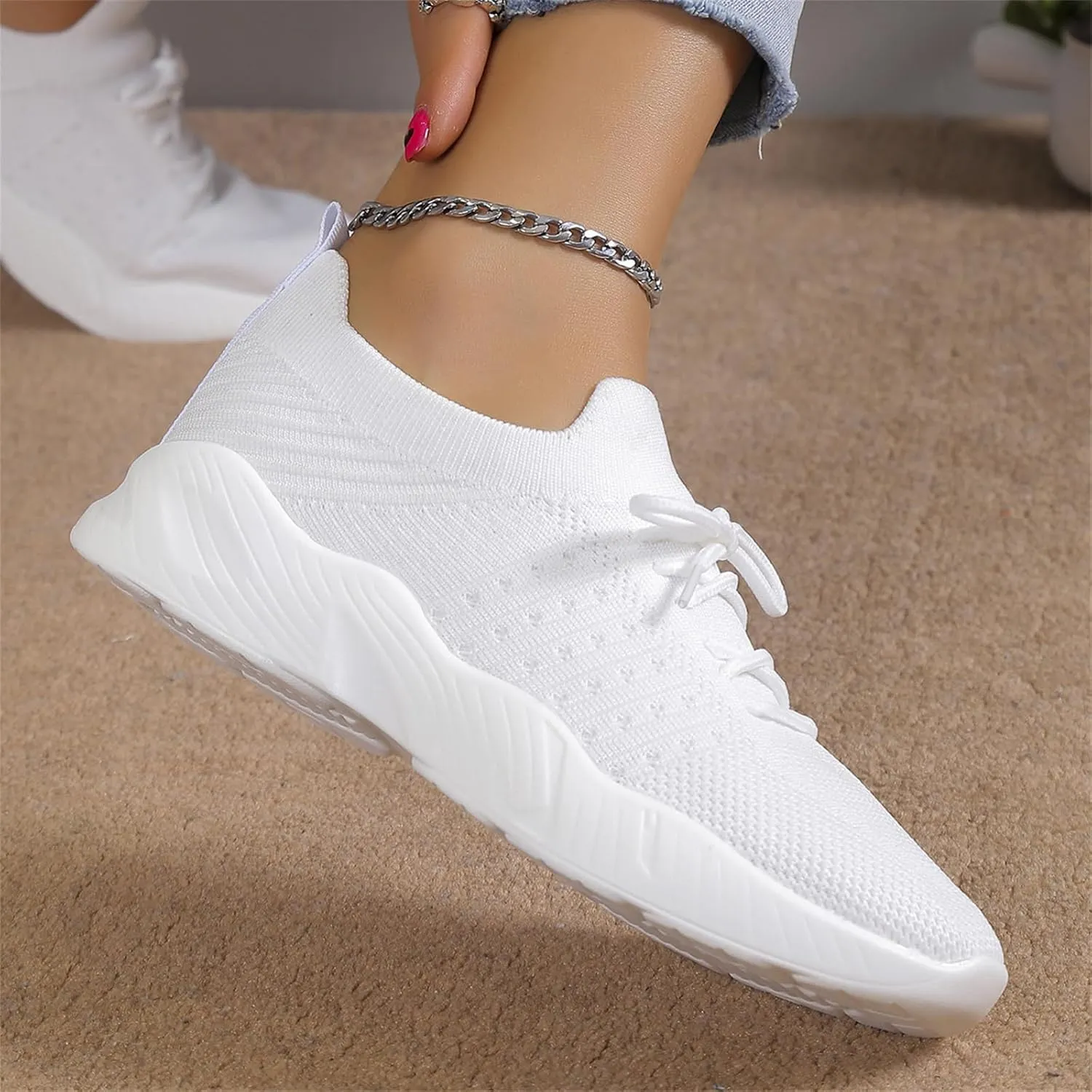 Lausiuoe Womens Shoes Casual Slip Ons Athletic Walking Shoes Casual Mesh-Comfortable Tennis Running Gym Fashion Sneakers