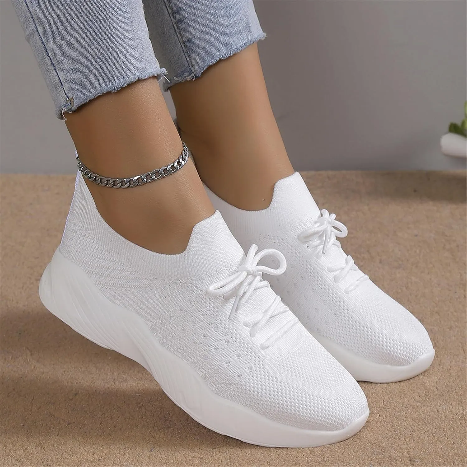 Lausiuoe Womens Shoes Casual Slip Ons Athletic Walking Shoes Casual Mesh-Comfortable Tennis Running Gym Fashion Sneakers