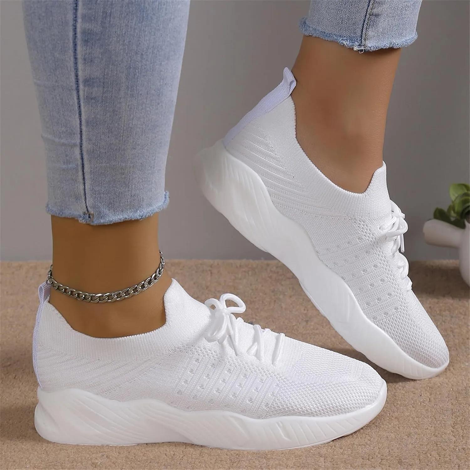 Lausiuoe Womens Shoes Casual Slip Ons Athletic Walking Shoes Casual Mesh-Comfortable Tennis Running Gym Fashion Sneakers